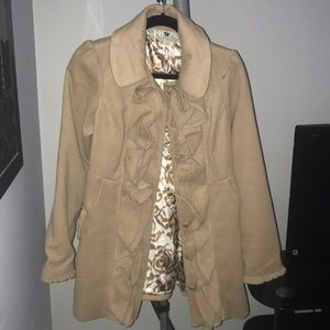 Tan Ruffled Jolt Peacoat